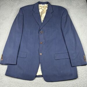 Linea Uomo Blazer Mens 46R Blue 100% Silk Herringbone Sport Coat Jacket
